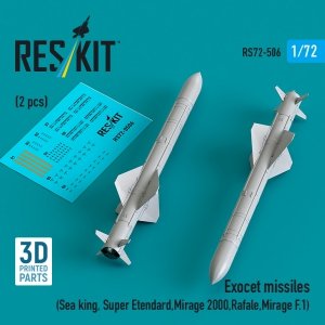 RESKIT RS72-0506 Exocet missiles (2 pcs) (3D Printed) 1/72