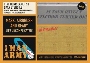 1 Man Army 48GEN301 Hurricane I/II Data Stencils 1/48