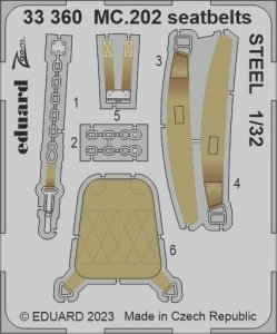 Eduard 33360 MC.202 seatbelts STEEL Italeri 1/32
