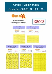 Omask X8003 Circles set - yellow masking tape - 1-4mm 2-6mm 4-7mm 5-15mm 16-20mm