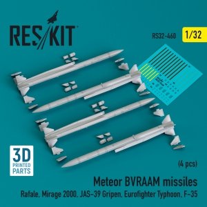 RESKIT RS32-0460 Meteor BVRAAM missiles (4 pcs) (3D Printed) 1/32