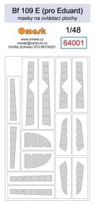 Omask 64001 Bf 109E masks for control surfaces (for Eduard) 1/48