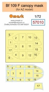 Omask 57010 Bf 109 F canopy mask (for AZ) 1/72