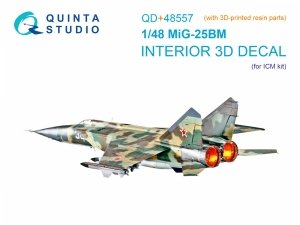 Quinta Studio QD+48557 MiG-25BM 3D-Printed & coloured Interior on decal paper (ICM) (with 3D-printed resin parts) 1/48