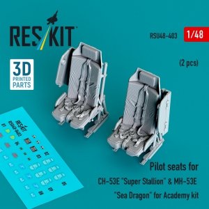 RESKIT RSU48-0403 Pilot seats for CH-53E Super Stallion & MH-53E Sea Dragon for Academy kit (2 pcs) (3D printed) (1/48)