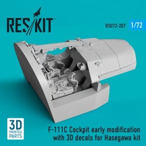 RESKIT RSU72-0207 F-111C Cockpit early modification with 3D decals for Hasegawa kit (3D Printed) (1/72)