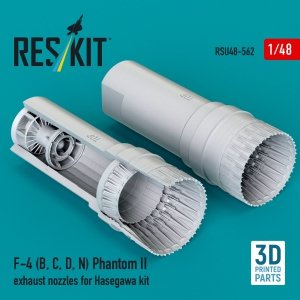 RESKIT RSU48-0562 F-4 (B, C, D, N) Phantom II exhaust nozzles for Hasegawa kit (3D Printed) (1/48)