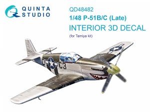 Quinta Studio QD48482 P-51B/C (Late) 3D-Printed coloured Interior on decal paper (Tamiya) 1/48