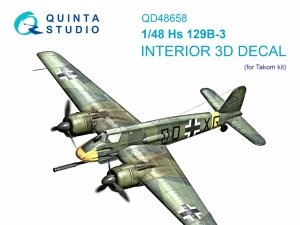 Quinta Studio QD48658 Hs 129B-3 3D-Printed & coloured Interior on decal paper (Takom) 1/48