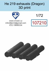 Omask 107210 He 219 exhausts (Dragon) 3D print 1/72