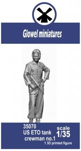 Glowel Miniatures 35070 US ETO tank crewman no.1 (1 Figure, 3D Printed) 1/35