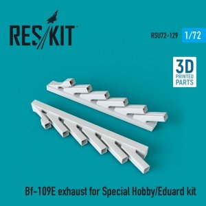 RESKIT RSU72-0129 Bf-109E exhaust for Special Hobby/Eduard kit (3D Printed) (1/72)
