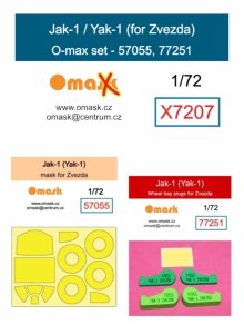 Omask X7207 Jak-1 (Yak-1) O-max set mask wheel bay plugs (for Zvezda) 1/72