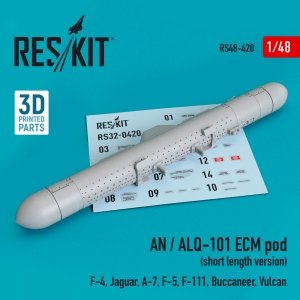 RESKIT RS48-0420 AN / ALQ-101 ECM POD (SHORT LENGTH VERSION) (3D PRINTED) 1/48