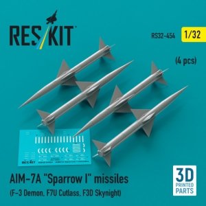 RESKIT RS32-0454 AIM-7A Sparrow I missiles (4 pcs) (3D Printed) 1/32