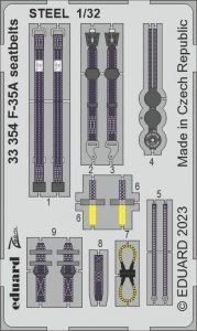 Eduard 33354 F-35A seatbelts STEEL TRUMPETER 1/32