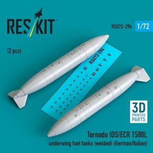 RESKIT RSU72-0294 Tornado IDS/ECR 1500L underwing fuel tanks (welded) (German/Italian) (2 pcs) (3D Printed) (1/72)