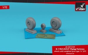 Armory Models AW72349 B-17B/C/D/E/F Flying Fortress wheels w/ weighted tyres type “a” (GY) & PE hubcaps 1/72