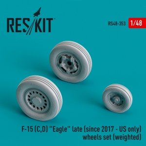 RESKIT RS48-0353 F-15 (C,D) EAGLE LATE (SINCE 2017 - US ONLY) WHEELS SET (WEIGHTED) (RESIN & 3D PRINTED) 1/48