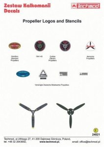 Techmod 24021 Propeller logos and stencils / Oznakowanie śmigieł  1/24