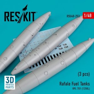 RESKIT RSU48-0253 RAFALE FUEL TANKS RPL 701 (1250L) (3 PCS) (3D PRINTED) 1/48