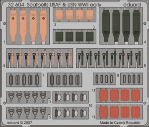 Eduard 32604 Seatbelts USAF & USN WWII early  1/32