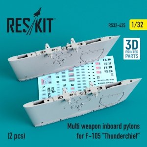RESKIT RS32-0425 MULTI WEAPON INBOARD PYLONS FOR F-105 THUNDERCHIEF (2 PCS) (3D PRINTED) 1/32