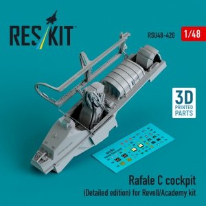 RESKIT RSU48-0420 Rafale C cockpit (Detailed edition) for Revell/Academy kit (3D printed) 1/48
