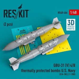 RESKIT RS48-0466 GBU-31 (V) 4/B thermally protected bombs U.S. Navy (2 pcs) (3D Printed) 1/48