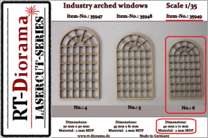 RT-Diorama 35949 Industry arched windows No.: 6 (3 pcs) 1/35