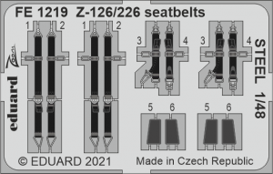 Eduard FE1219 Z-126/226 seatbelts STEEL EDUARD 1/48