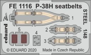 Eduard FE1116 P-38H seatbelts STEEL 1/48 TAMIYA