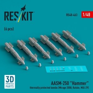 RESKIT RS48-0463 AASM-250 Hammer thermally protected bombs (6 pcs) (3D Printed1/48