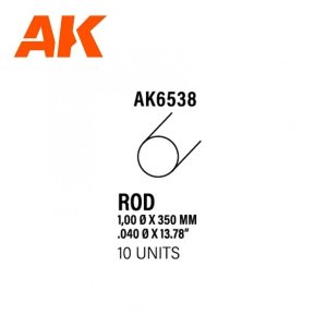 AK Interactive AK6538 ROD 1.00 DIAMETER X 350MM – STYRENE ROD – (10 UNITS)