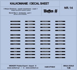 Weikert Decals DEC214 Opaski naramienne - wstęgi niemieckich dywizji i pułków ver.1 - vol.14 1/35