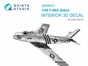 Quinta Studio QD48531 F-86A Sabre 3D-Printed & coloured Interior on decal paper (Clear Prop) 1/48