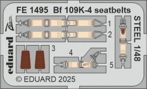Eduard FE1495 Bf 109K-4 Seatbelts steel EDUARD 1/48
