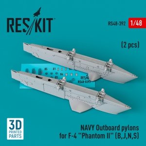 RESKIT RS48-0392 NAVY OUTBOARD PYLONS FOR F-4 PHANTOM II (B,J,N,S) (2 PCS) (3D PRINTED) 1/48