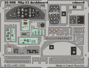 Eduard 33008 MiG-15 dashboard  TRUMPETER 1/32