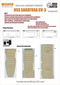 Wood Hunter W35058 Wood deck USS Saratoga CV-3 for Trumpeter 1/350