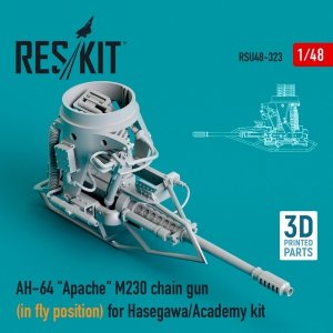 RESKIT RSU48-0323 AH-64 APACHE M230 CHAIN GUN (IN FLY POSITION) FOR HASEGAWA/ACADEMY KIT (3D PRINTED) 1/48