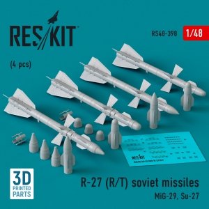 RESKIT RS48-0398 R-27 (R/T) missiles (4 pcs) (3D Printed) 1/48