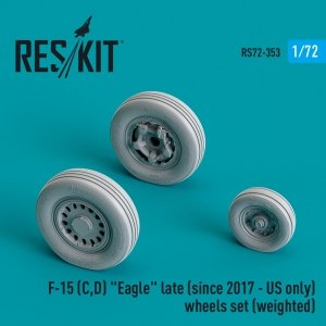 RESKIT RS72-0353 F-15 (C,D) EAGLE LATE (SINCE 2017 - US ONLY) WHEELS SET (WEIGHTED) (RESIN & 3D PRINTED) 1/72