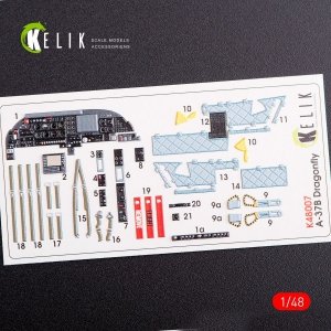 KELIK K48007 A-37B DRAGONFLY INTERIOR 3D DECALS FOR TRUMPETER KIT 1/48