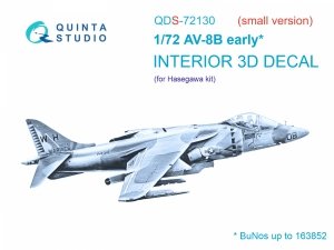 Quinta Studio QDS72130 AV-8B early 3D-Printed coloured Interior on decal paper (Hasegawa) (small version) 1/72
