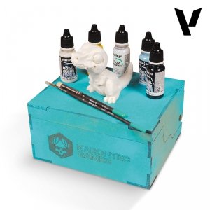 Vallejo 70265 Model Color Set Karonkids Velociraptor (5 x 18 ml + Mini + 2 x Brush + Wooden Box)