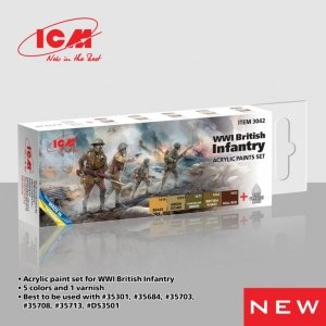 ICM 3042 Acrylic paints set for WWI British Infantry 12 ml х 6