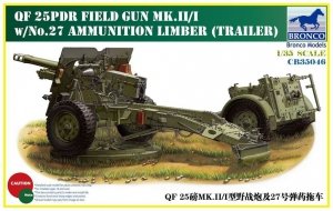 Bronco CB35046 QF 25 pdr Field Gun Mk. II/I w/No.27 Ammunition Limber (Trailer) (1:35)