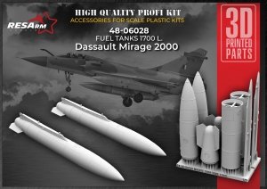 RESARM 48-06028 Dassault MIRAGE 2000 - 1700L fuel tanks (3D resin printing) 1/48