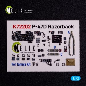 Kelik K72202 P-47D Razorback - interior 3D decals for Tamiya kit (1/72)